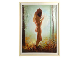 MID CENTURY NUDE FEMALE PORTRAIT PAINTING