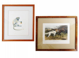 MID CENTURY AMERICAN DOGS AND MONKEY PRINTS