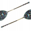 PAIR OF RUSSIAN SILVER AND CLOISONNE ENAMEL SPOON PIC-0