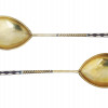 PAIR OF RUSSIAN SILVER AND CLOISONNE ENAMEL SPOON PIC-1