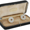 RUSSIAN 14K GOLD, RUBY AND MOONSTONE CUFF LINKS PIC-0