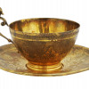 RUSSIAN 84 SILVER GILT TEACUP AND SAUCER PIC-0