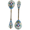 PAIR OF RUSSIAN SILVER AND CLOISONNE ENAMEL SPOON PIC-0