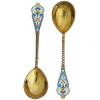 PAIR OF RUSSIAN SILVER AND CLOISONNE ENAMEL SPOON PIC-1