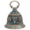 EXTRA LARGE RUSSIAN 84 SILVER ENAMEL DINNER BELL PIC-0