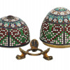 RUSSIAN GILT SILVER ENAMEL EGG CASKET ON STAND PIC-2