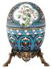 LARGE RUSSIAN 88 GILT SILVER ENAMEL EGG W STAND PIC-1