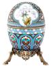 LARGE RUSSIAN 88 GILT SILVER ENAMEL EGG W STAND PIC-0