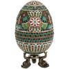 RUSSIAN 84 SILVER ENAMEL EASTER EGG ON A STAND PIC-0