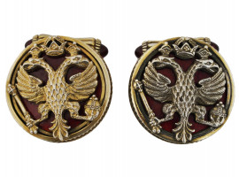 RUSSIAN IMPERIAL GILT SILVER ENAMEL CUFFLINKS