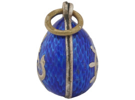 RUSSIAN SILVER ENAMEL EGG PENDANT WITH ANCHOR