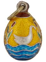 RUSSIAN SILVER AND CLOISONNE ENAMEL EGG PENDANT