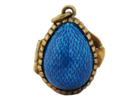 RUSSIAN 84 GILT SILVER ENAMEL EGG LOCKET PENDANT