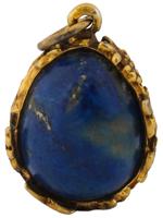 RUSSIAN 84 GILT SILVER LAPIS LAZULI EGG PENDANT