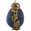 RUSSIAN 84 GILT SILVER LAPIS LAZULI EGG PENDANT PIC-2