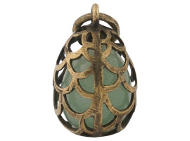 RUSSIAN 84 GILT SILVER JADE EASTER EGG PENDANT