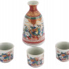 VINTAGE JAPANESE PORCELAIN SAKE BOTTLE AND CUPS PIC-0