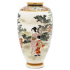 JAPANESE GILT HAND PAINTED SATSUMA PORCELAIN VASE PIC-1