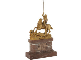 ANTIQUE RUSSIAN ST. GEORGE GILT BRONZE SCULPTURE