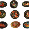 RUSSIAN PALEKH MSTERA FOLK PAINTED PIN BROOCHES PIC-0