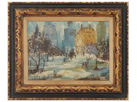 AMERICAN PARK OIL PAINTING SIGNED BY THE ARTIST