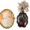 ANTIQUE CAMEO BROOCH AND SILVER PENDANT NECKLACE PIC-0