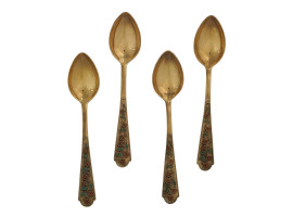 RUSSIAN GILT SILVER ENAMEL TEA SPOONS