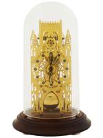 GOTHIC BRASS MANTEL CLOCK BY HERMLE IN GLASS DOME