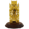 GOTHIC BRASS MANTEL CLOCK BY HERMLE IN GLASS DOME PIC-1