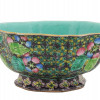 ANTIQUE CHINESE GREEN ENAMELED LOTUS SHAPED BOWL PIC-0