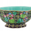 ANTIQUE CHINESE GREEN ENAMELED LOTUS SHAPED BOWL PIC-1