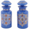 ANTIQUE BLUE OPALINE GILT ENAMEL PERFUME BOTTLES PIC-0