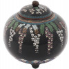 ANTIQUE JAPANESE COVERED CLOISONNE ENAMEL JAR PIC-1