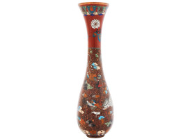 ANTIQUE JAPANESE CLOISONNE ENAMEL VASE WITH DRAGONS