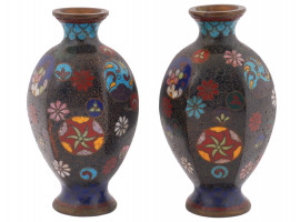 ANTIQUE JAPANESE CLOISONNE ENAMEL FLOWER VASES