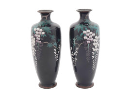 ANTIQUE JAPANESE MEIJI CLOISONNE ENAMEL VASES