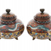 ANTIQUE JAPANESE CLOISONNE ENAMEL RED DRAGON JARS PIC-1