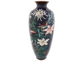 ANTIQUE JAPANESE LARGE CLOISONNE ENAMEL VASE