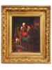 19TH CENTURY JUDAICA SHABBAT OIL PAINTING FRAMED PIC-0