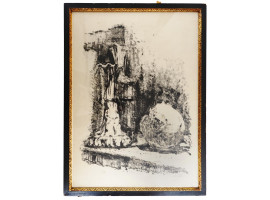 FRAMED MID CENTURY STILL LIFE ETCHING BY CASTELLI