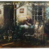 GERMAN LADY GARDEN OIL PAINTING BY FREDERICK BONS PIC-0