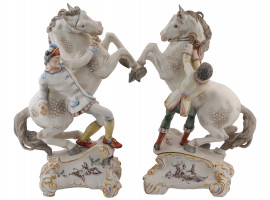 ANTIQUE GERMAN NYMPHENBURG PORCELAIN HORSE TAMERS