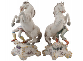 ANTIQUE GERMAN NYMPHENBURG PORCELAIN HORSE TAMERS