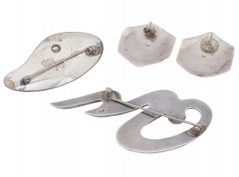 MODERNIST STERLING SILVER EARRINGS AND BROOCHES