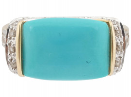 14K GOLD TURQUOISE AND DIAMONDS RING BY LE VIAN