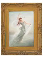 ART NOUVEAU PORCELAIN PLAQUE AFTER EDOUARD BISSON