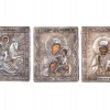 RUSSIAN ICONS OF SAINTS IN SILVER REPOUSSE OKLAD PIC-0