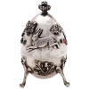 RUSSIAN 84 SILVER GEM STONES EGG BOX W FIGURINES PIC-1