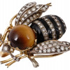 18K GOLD, DIAMOND, TIGER EYE, BEE PIN AND PENDANT PIC-0