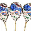 RUSSIAN GILT SILVER CLOISONNE ENAMEL TEA SPOONS PIC-2